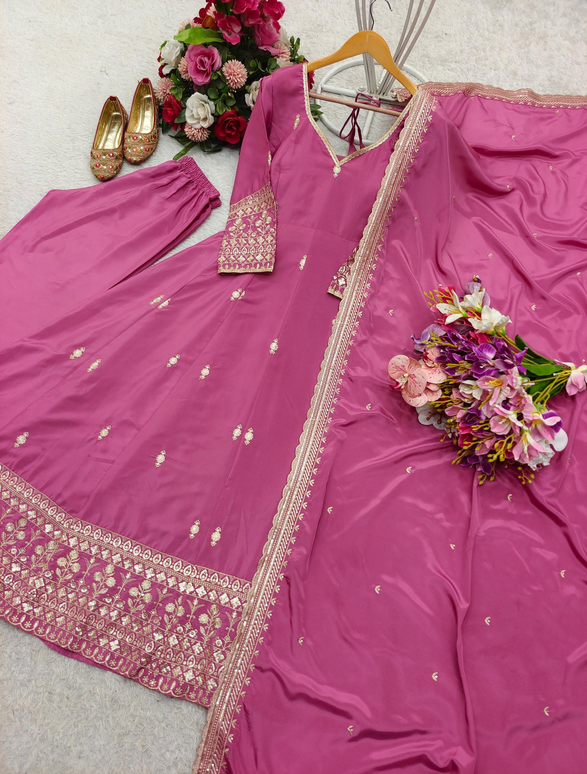 ✨ New Designer Gown-Pant-Dupatta Set