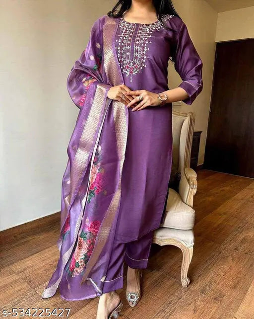 🌼 Alya Cut Printed Cotton Kurta Set with Dupatta