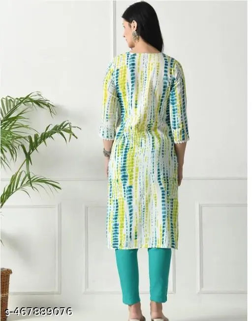 💚 Shibori Charm – Rama Green Yoke Design Kurta Set with Dupatta