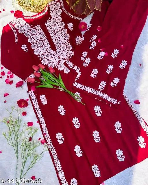 🤍 Grace in Threads – Chikankari Embroidered Kurti with Palazzo Set