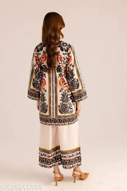 🌸 Bold & Breezy – Multi-Colour Black Kora Muslin Co-ord Set