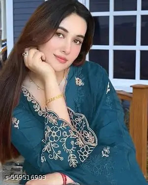 💠 Kaira Embroidered Kurta Dress With Dupatta – Elegance