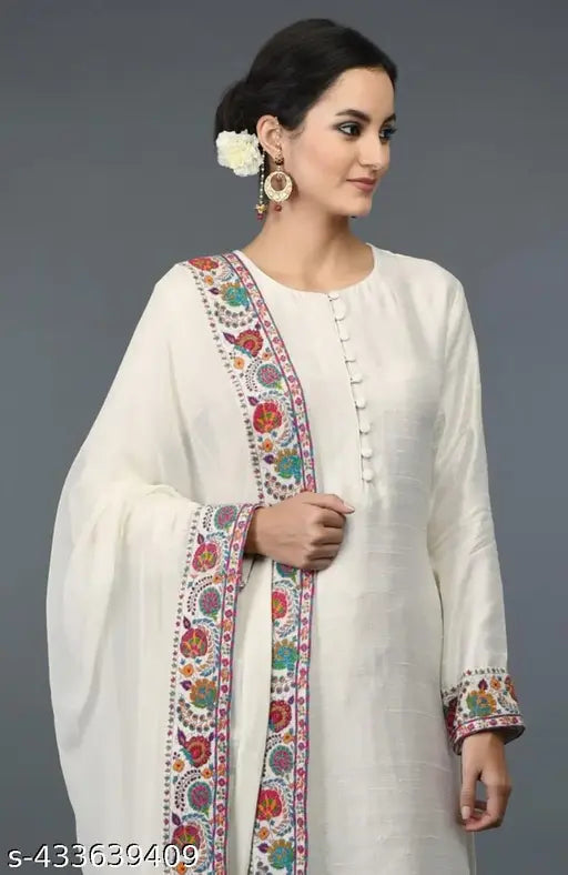 🌸 Elegant Solid Viscose Kurta Set With Dupatta
