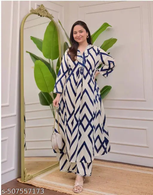 👗 Women’s Printed Comfort Kurta Palazzo Set – Style That Feels Like Home!