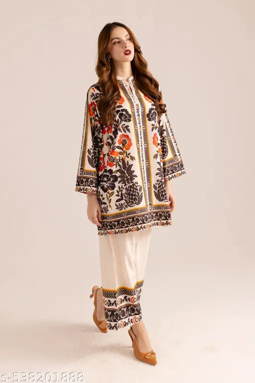 🌸 Bold & Breezy – Multi-Colour Black Kora Muslin Co-ord Set