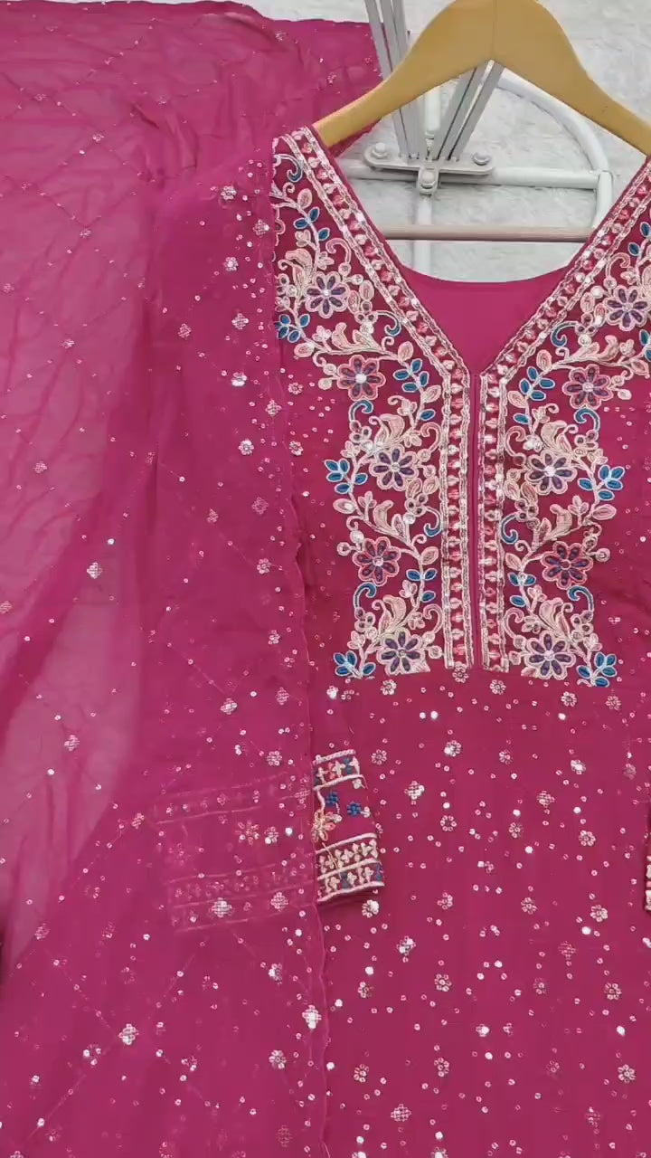 ✨ Glam Gharara – Pure Georgette Gown Set | Royal Elegance Redefined 💃