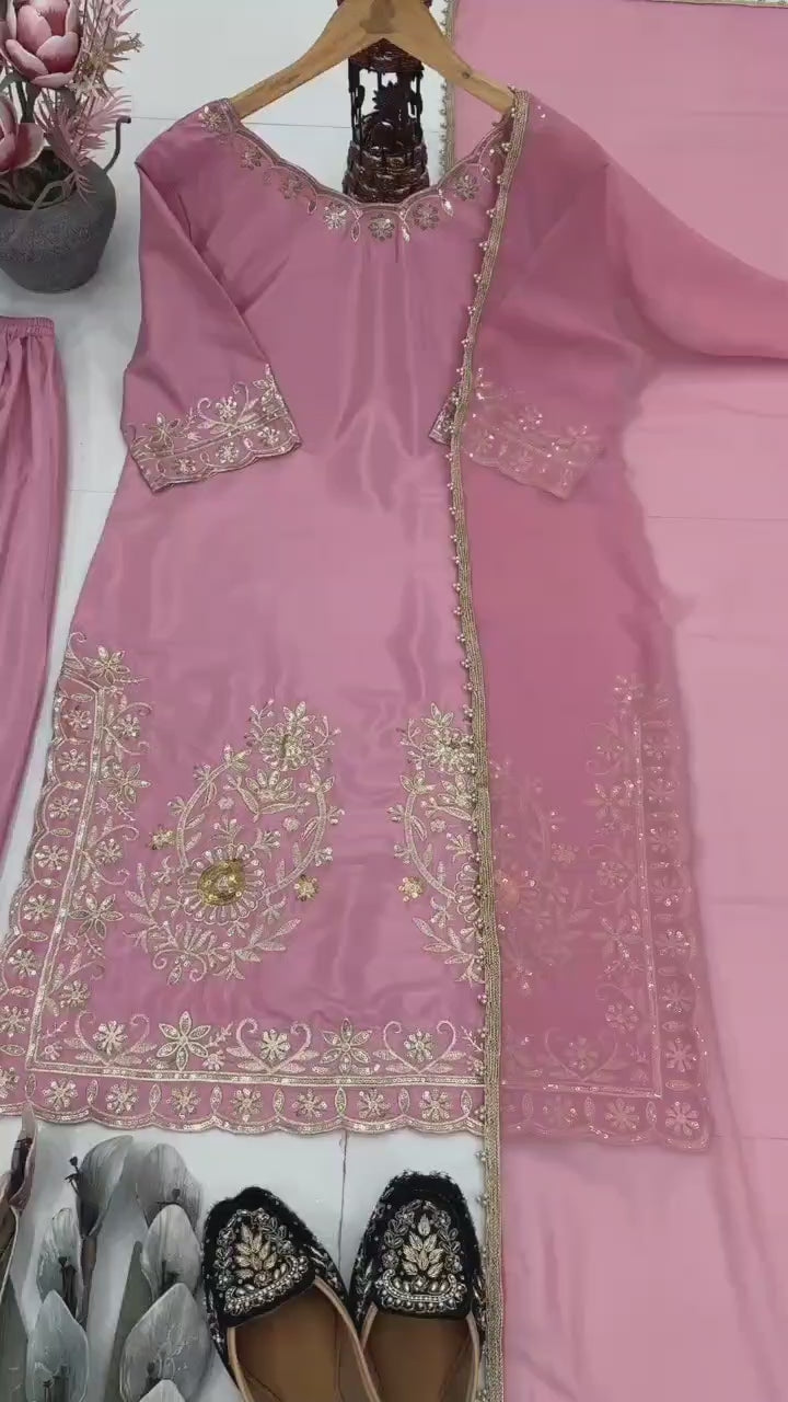 ✨  Designer Embroidered Sequence Work Sharara Set