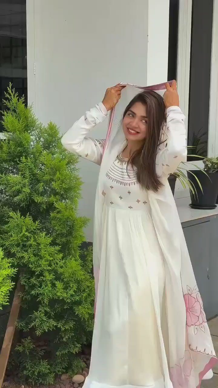 💃 Designer Full Embroidered Gown Set with Dupatta
