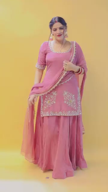 ✨  Designer Embroidered Sequence Work Sharara Set