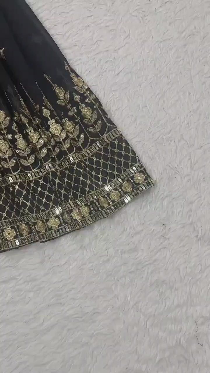 👑 Designer Set – Sharara Palazzo, Embroidered Top & Dupatta