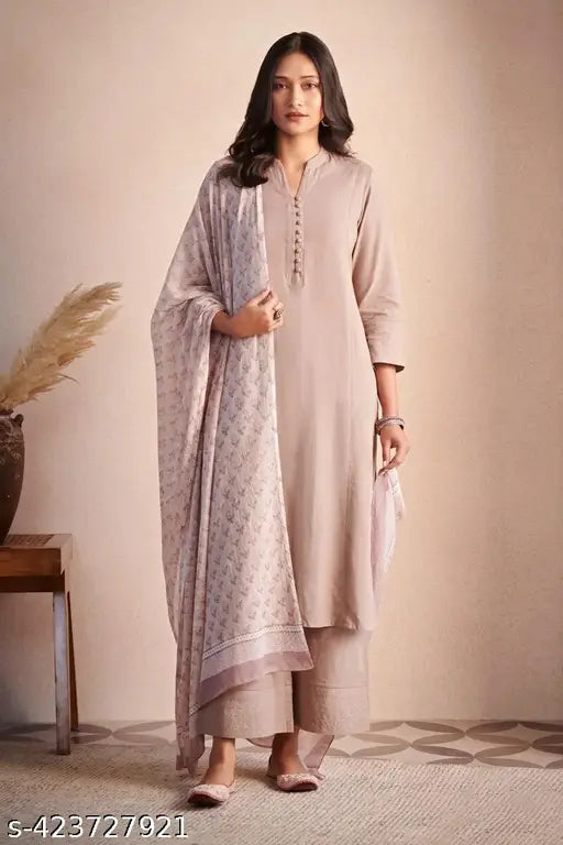 ✨ Elegant Solid Viscose Kurta Set with Dupatta