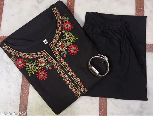 🖤 ZAINKAAR Designer Black Embroidered Co-ord Set