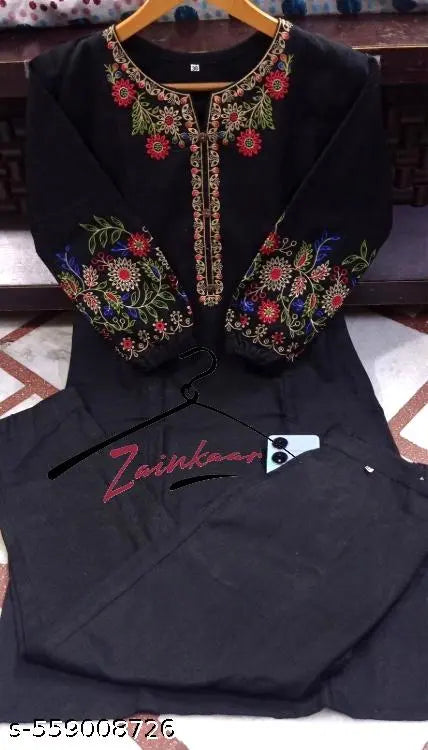 🖤 ZAINKAAR Designer Black Embroidered Co-ord Set